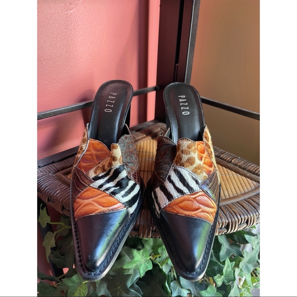 VINTAGE PAZZO calf hair safari heels sz 7 - Picture 8 of 11